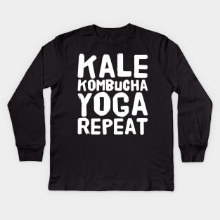 Kale kombucha yoga repeat Kids Long Sleeve T-Shirt